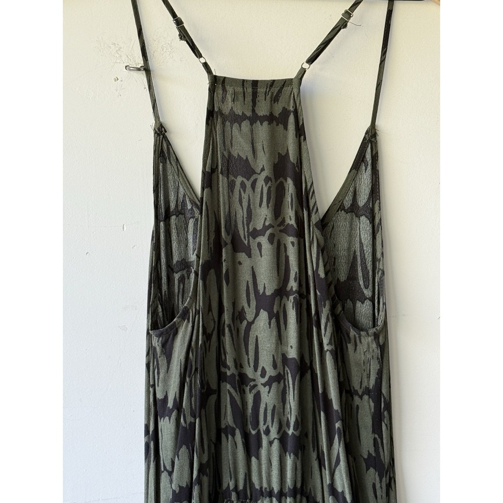 Anthropologie Anama Jumpsuit Wide Split Leg Racer Back Brown/Green Yoga Boho MED